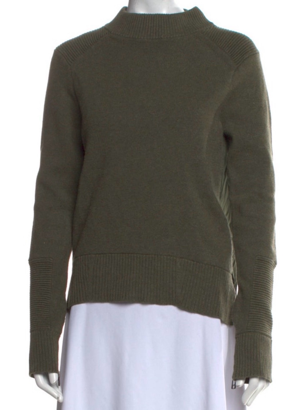 Veronica Beard Mock Neck Sweater Olive Green Mixed-Media